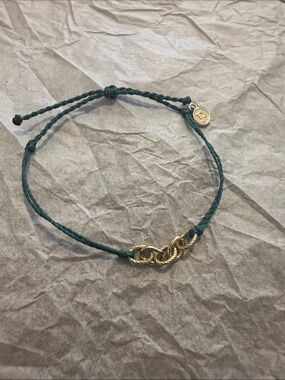 NWOT Pura Vida Gold Link Charm Cord Bracelet in Teal